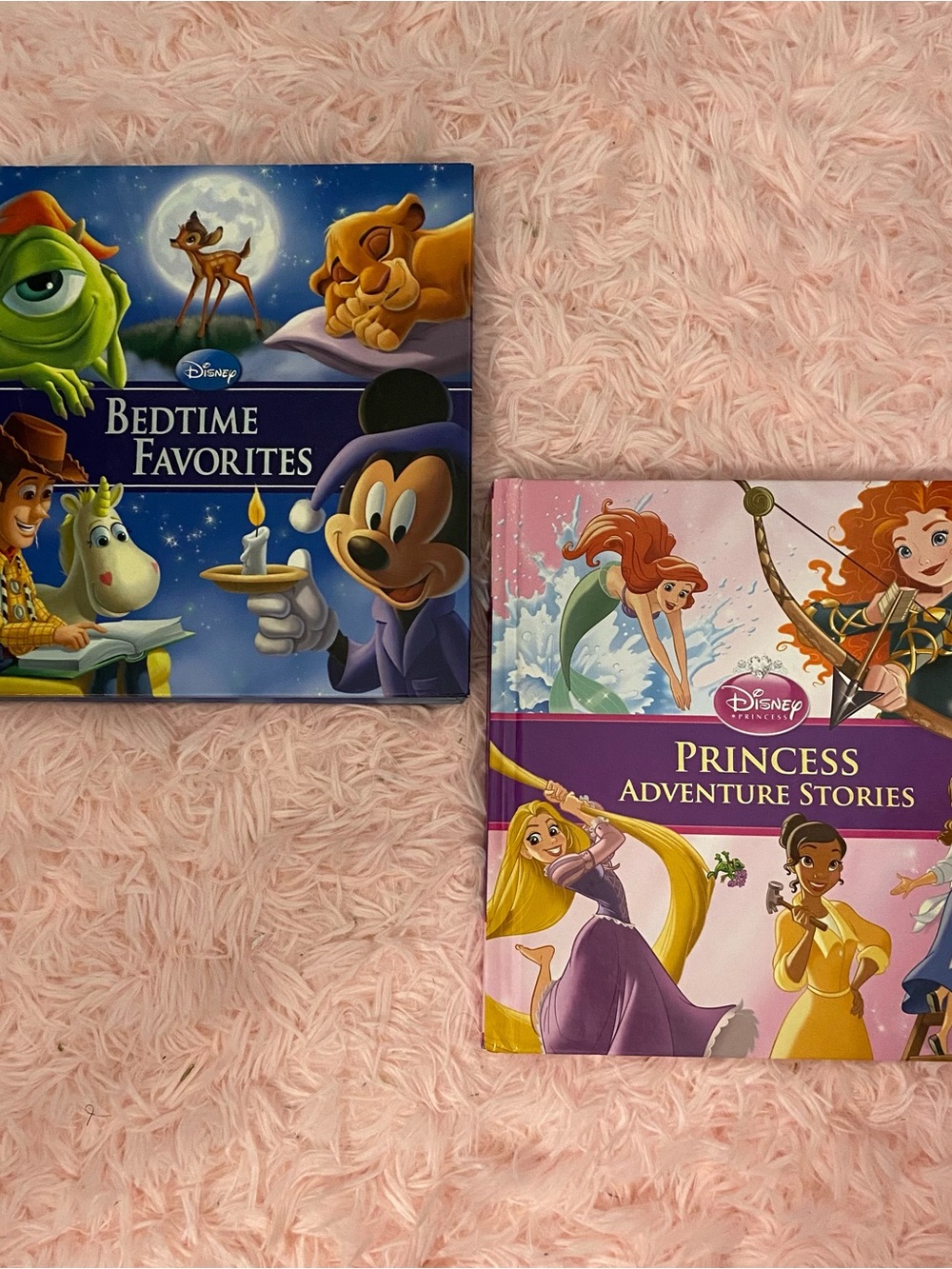 Lot of 2 Disney + Pixar Hardcover Bedtime Adventure Princess Stories Books